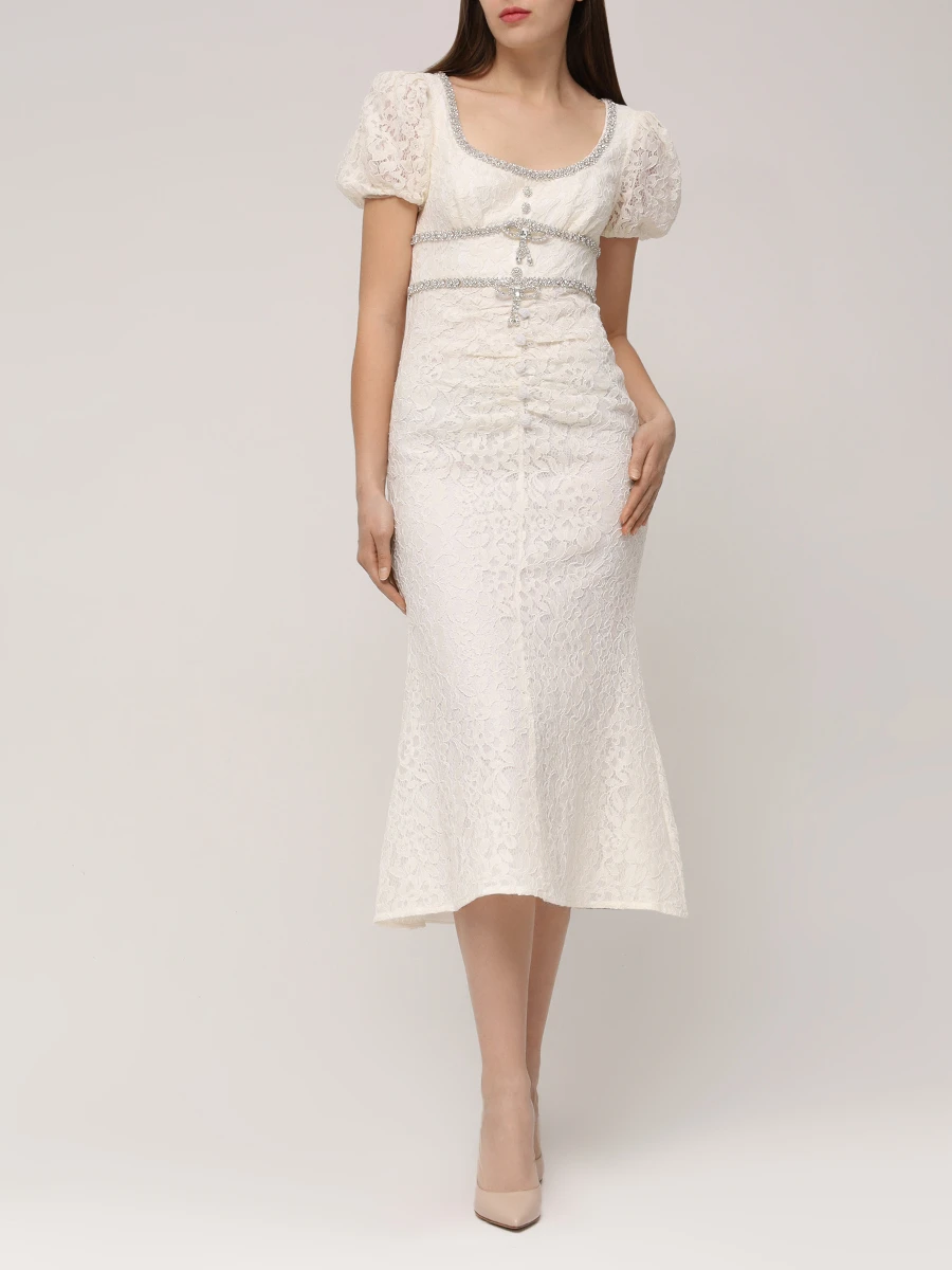 Платье кружевное SELF-PORTRAIT PF24-010M-C Белый  Фото 2