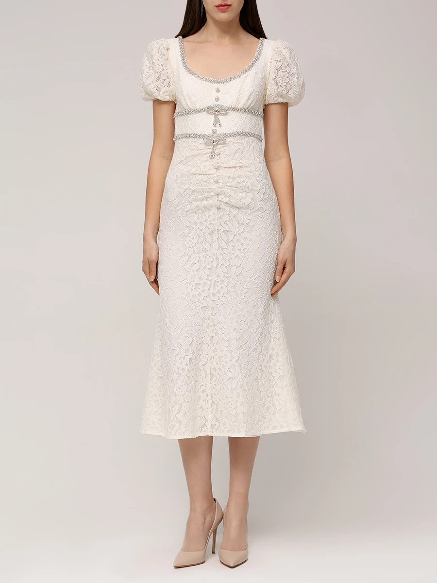 Платье кружевное SELF-PORTRAIT PF24-010M-C Белый  Фото 4