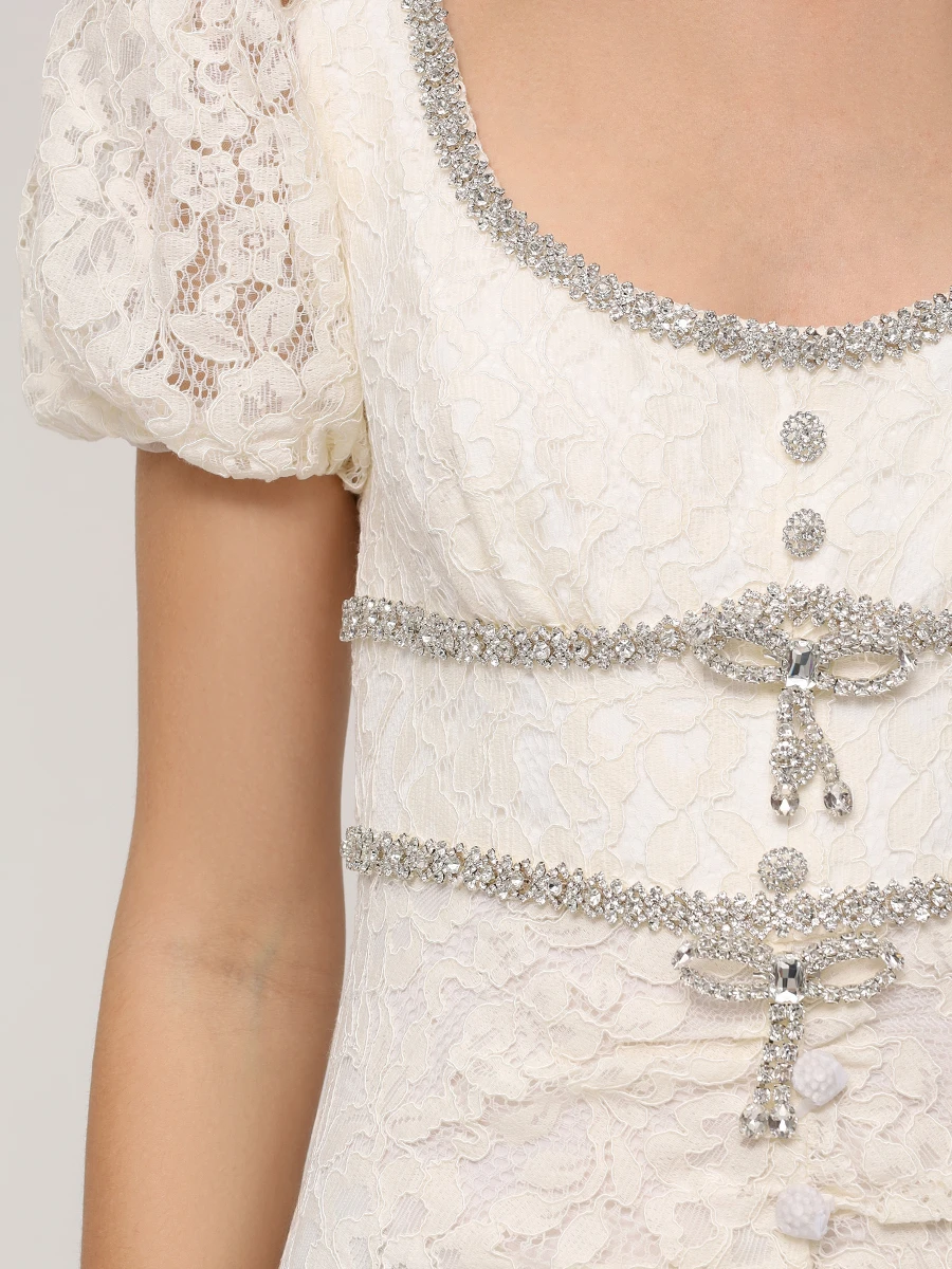 Платье кружевное SELF-PORTRAIT PF24-010M-C Белый  Фото 5