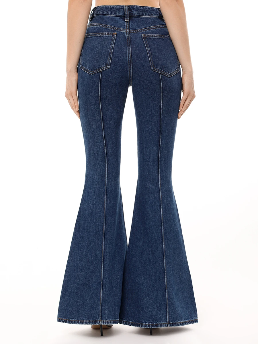 Джинсы-клеш хлопковые SELF-PORTRAIT PF24-805P-BL Синий  Фото 3