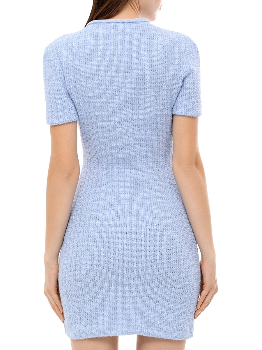 Платье однотонное SELF-PORTRAIT PF24-041SA-BL Голубой  Фото 3