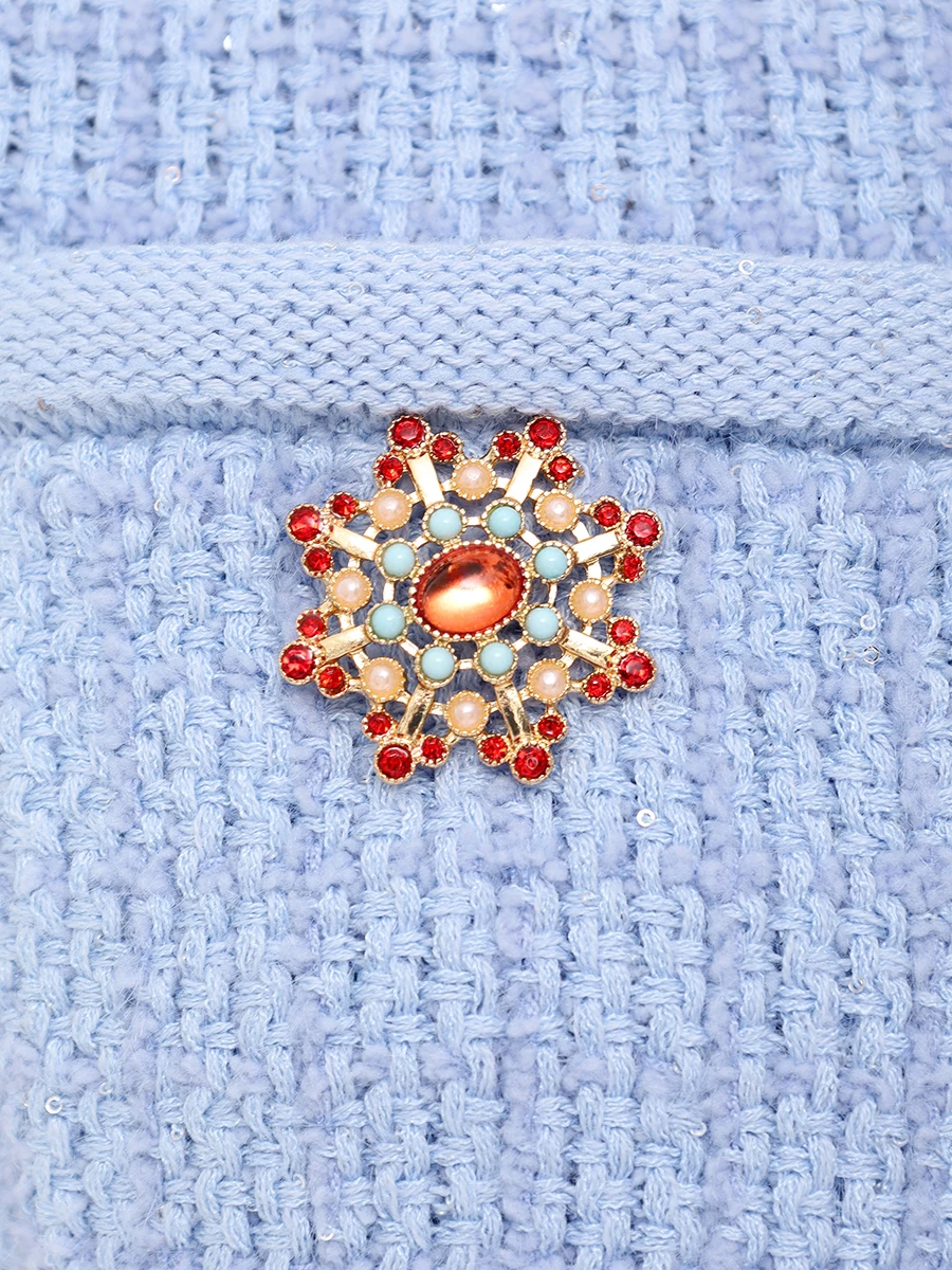 Платье однотонное SELF-PORTRAIT PF24-041SA-BL Голубой  Фото 6