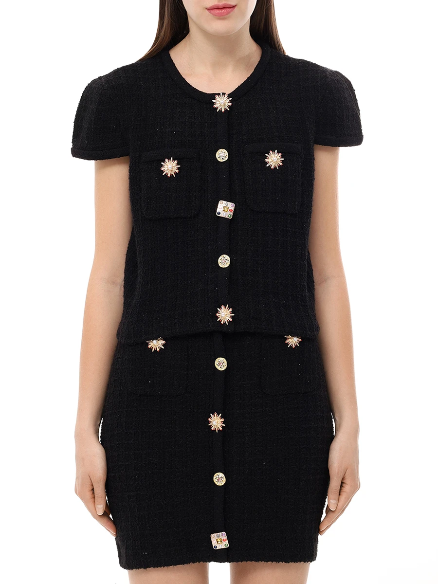 Комплект юбка и жакет SELF-PORTRAIT PF24-127T-B/PF24-128SK-B Черный  Фото 4