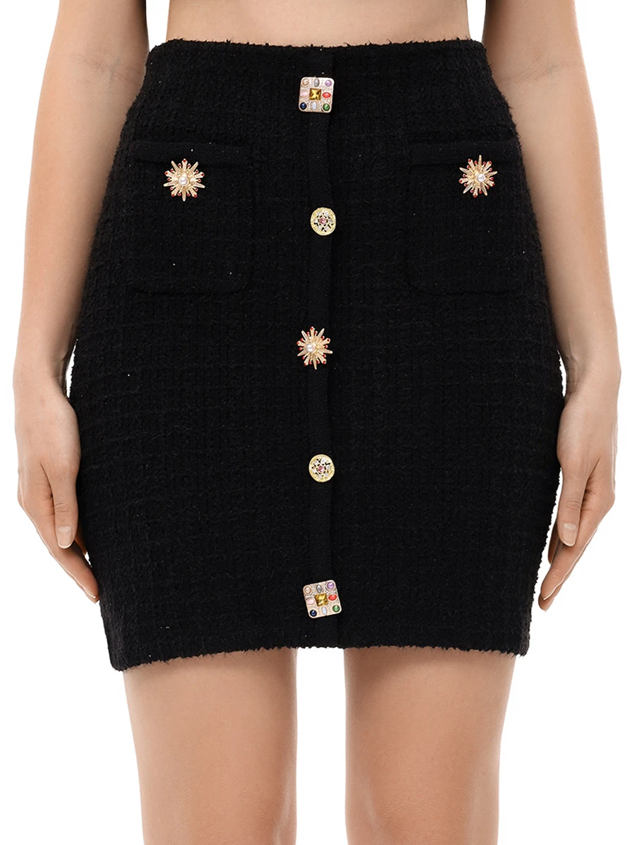 Комплект юбка и жакет SELF-PORTRAIT PF24-127T-B/PF24-128SK-B Черный  Фото 8