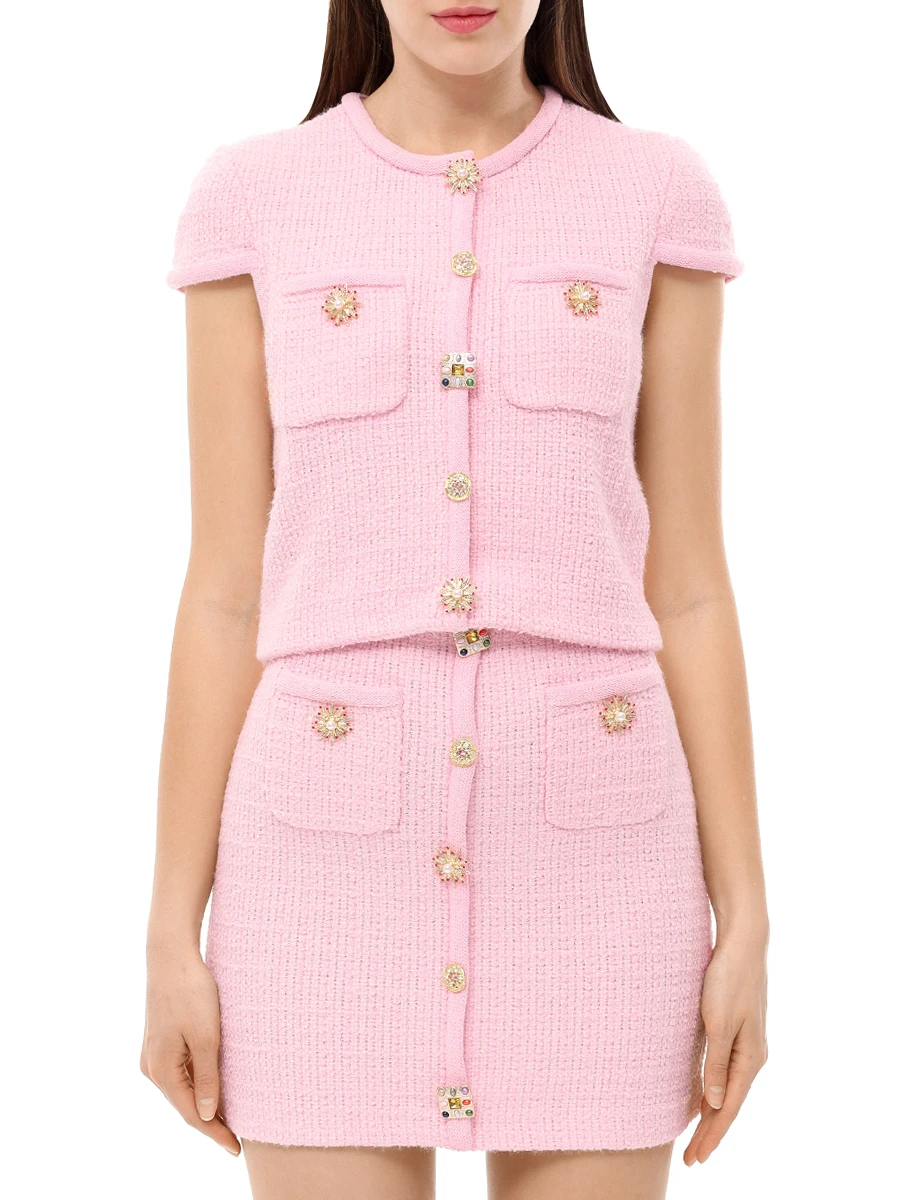 Комплект юбка и жакет SELF-PORTRAIT PF24-127T-P/PF24-128SK-P Розовый  Фото 4