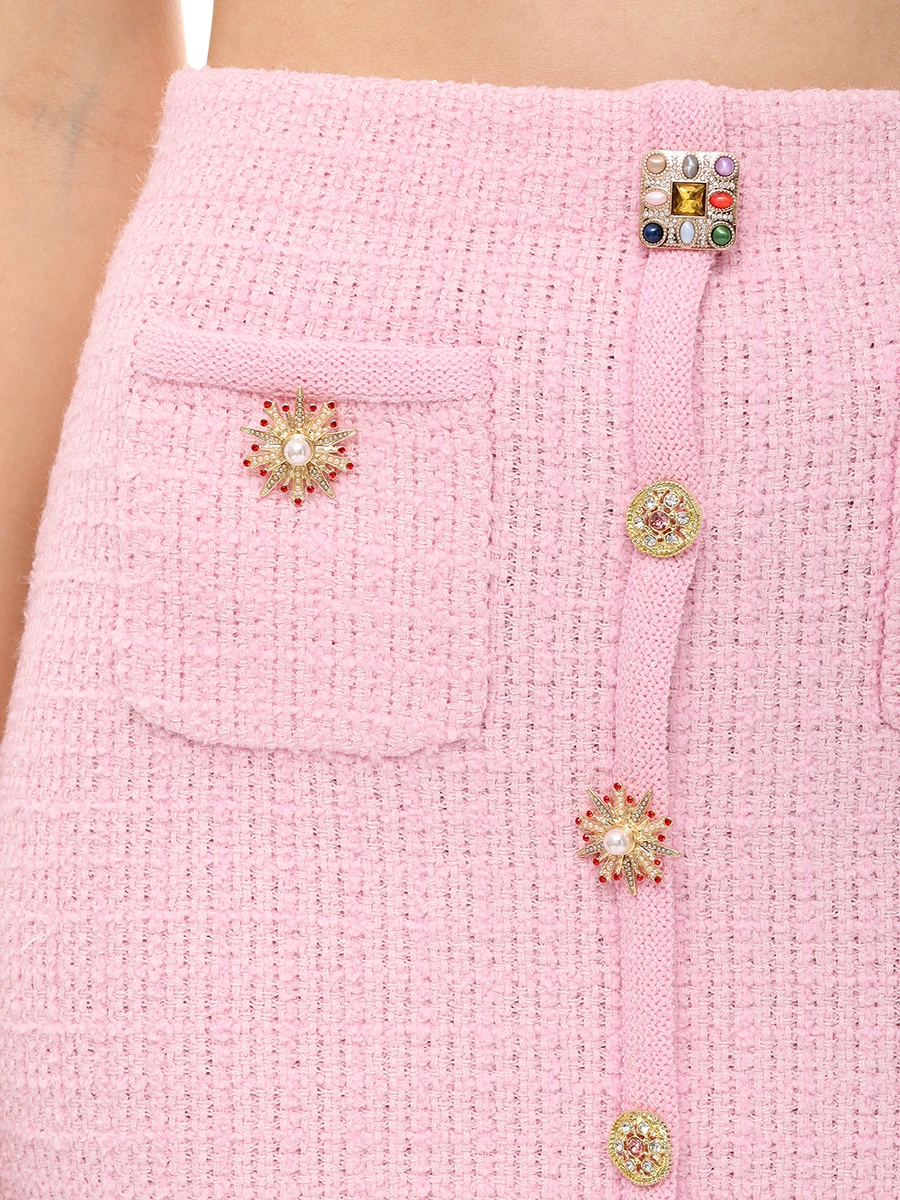 Комплект юбка и жакет SELF-PORTRAIT PF24-127T-P/PF24-128SK-P Розовый  Фото 8