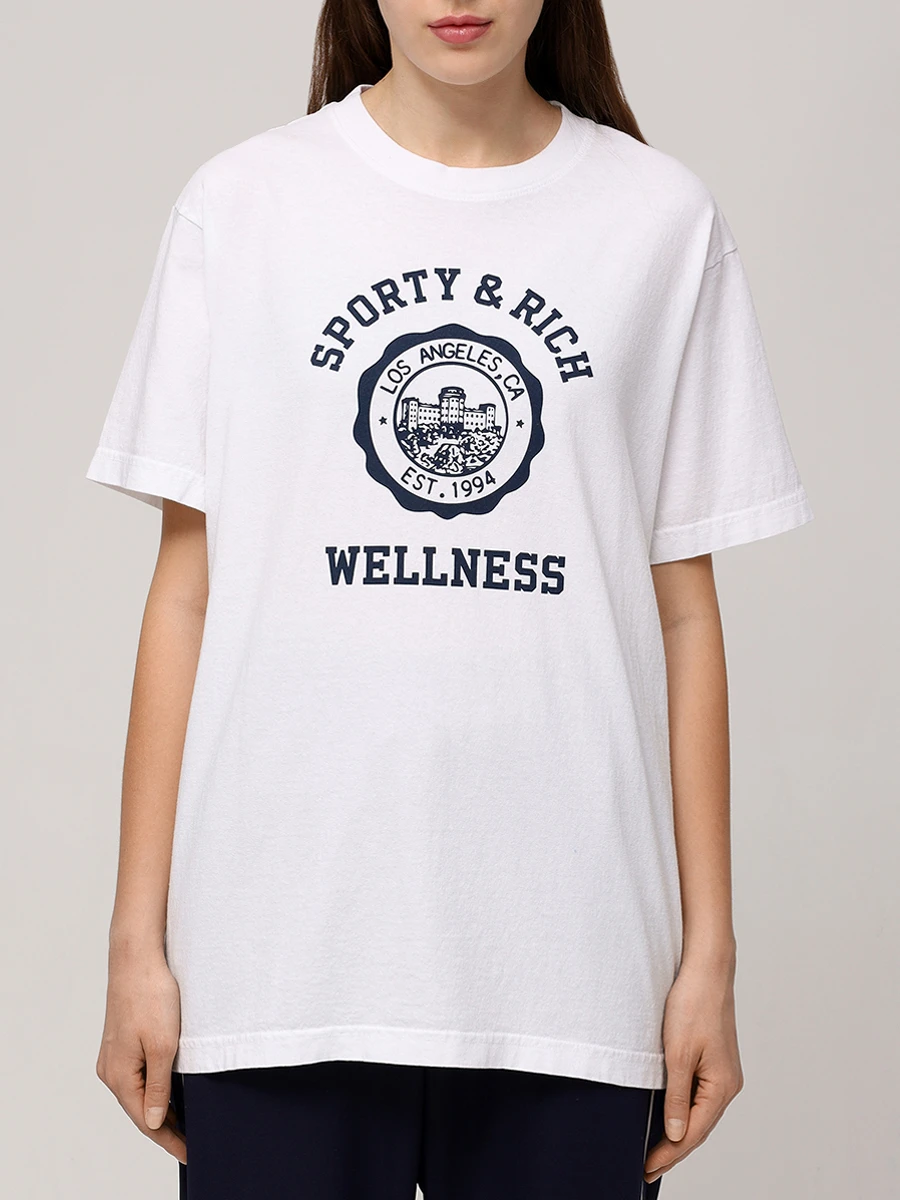 Футболка хлопковая SPORTY & RICH TO043508033WH01/48 Белый  Фото 4