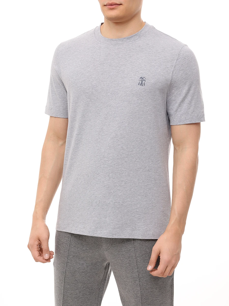 Футболка хлопковая BRUNELLO CUCINELLI M0B138440 C9300 Серый  Фото 4
