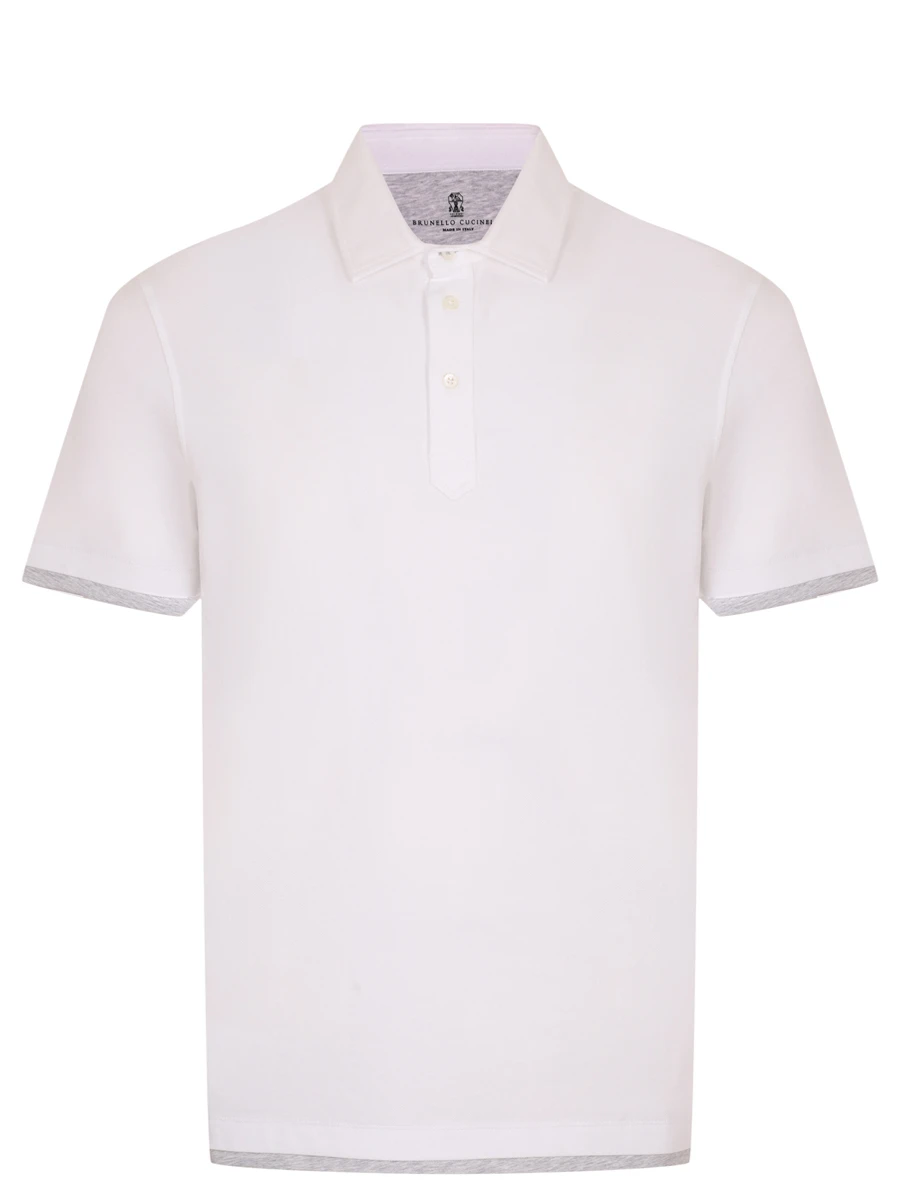 Поло хлопковое BRUNELLO CUCINELLI ME8543966 CT489 Белый 