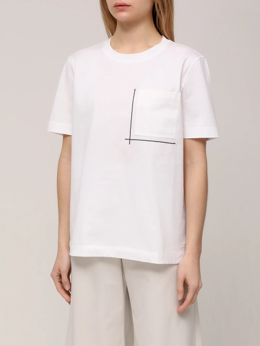 Футболка хлопковая BRUNELLO CUCINELLI M0T81HA800 C6159 Белый  Фото 4