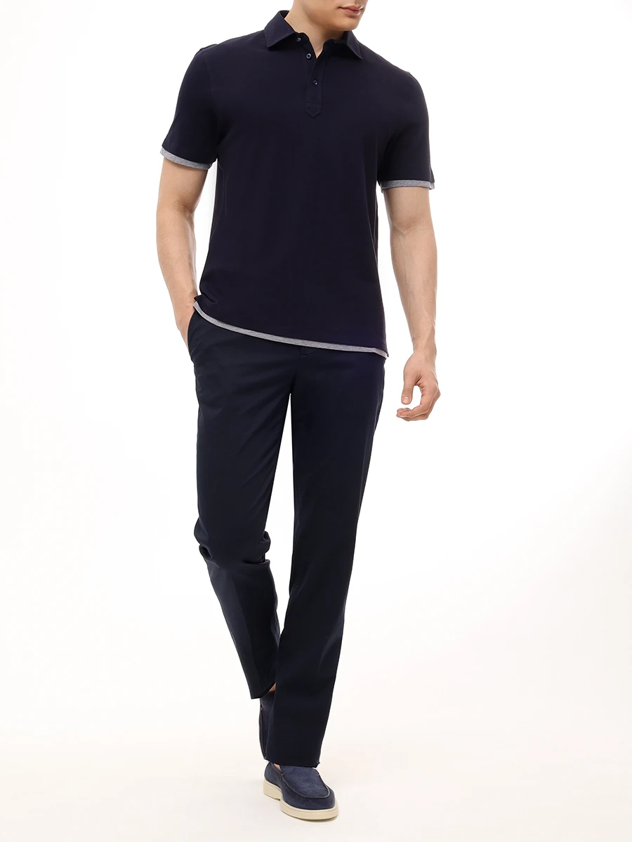 Поло хлопковое BRUNELLO CUCINELLI ME8543966 CD325 Синий  Фото 2