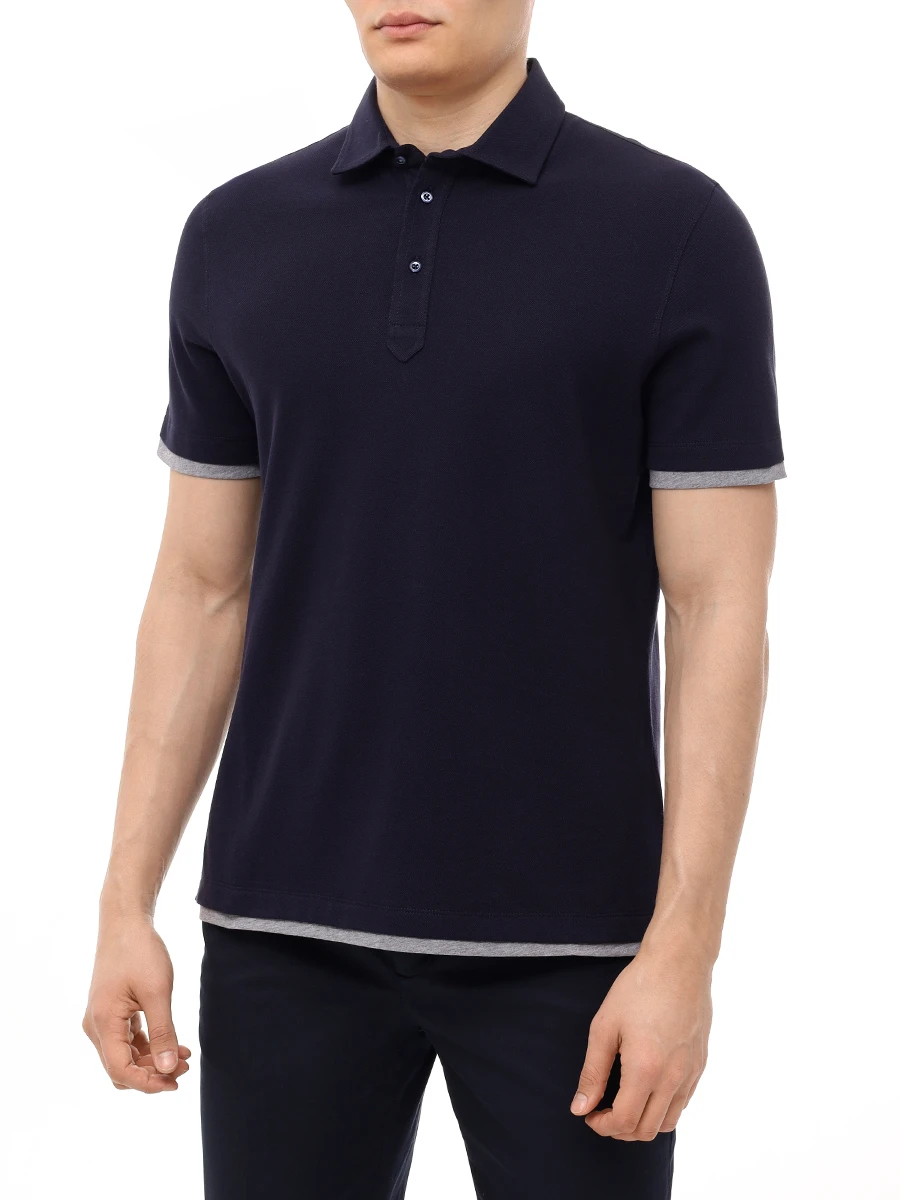 Поло хлопковое BRUNELLO CUCINELLI ME8543966 CD325 Синий  Фото 4