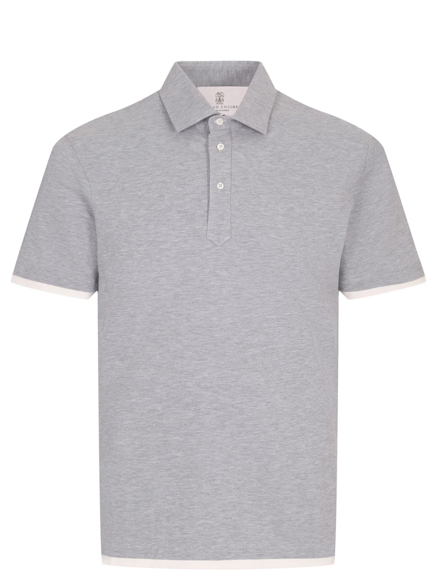 Поло хлопковое BRUNELLO CUCINELLI ME8543966 CB553 Серый 