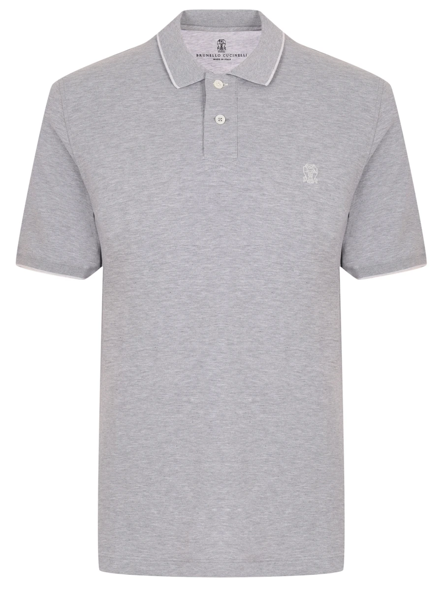 Поло хлопковое BRUNELLO CUCINELLI ME8549779G CQ087 Серый 