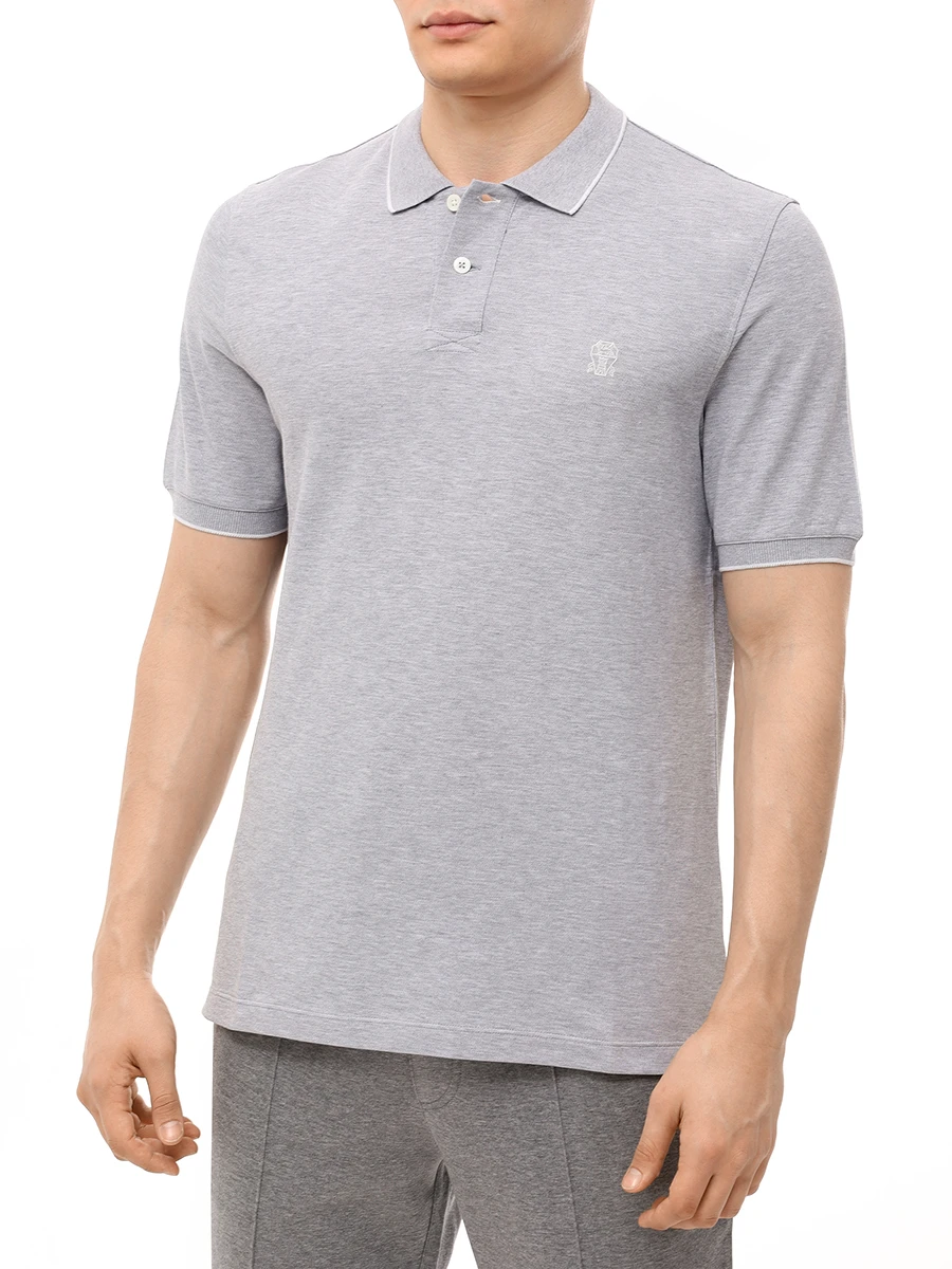 Поло хлопковое BRUNELLO CUCINELLI ME8549779G CQ087 Серый  Фото 4