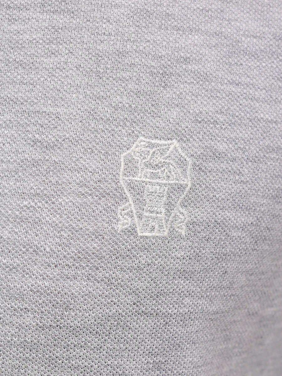 Поло хлопковое BRUNELLO CUCINELLI ME8549779G CQ087 Серый  Фото 6