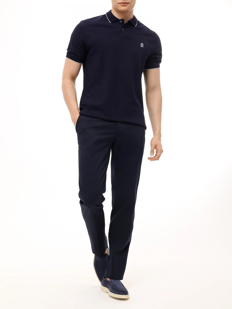 Поло хлопковое BRUNELLO CUCINELLI ME8549779G CK781 Синий  Фото 2