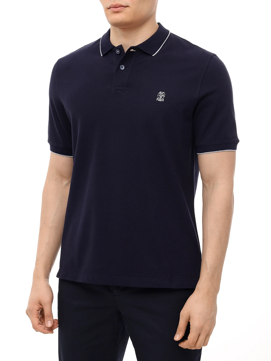 Поло хлопковое BRUNELLO CUCINELLI ME8549779G CK781 Синий  Фото 4