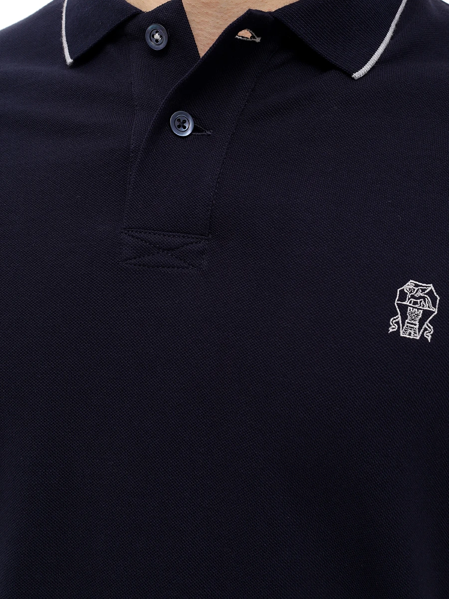 Поло хлопковое BRUNELLO CUCINELLI ME8549779G CK781 Синий  Фото 5