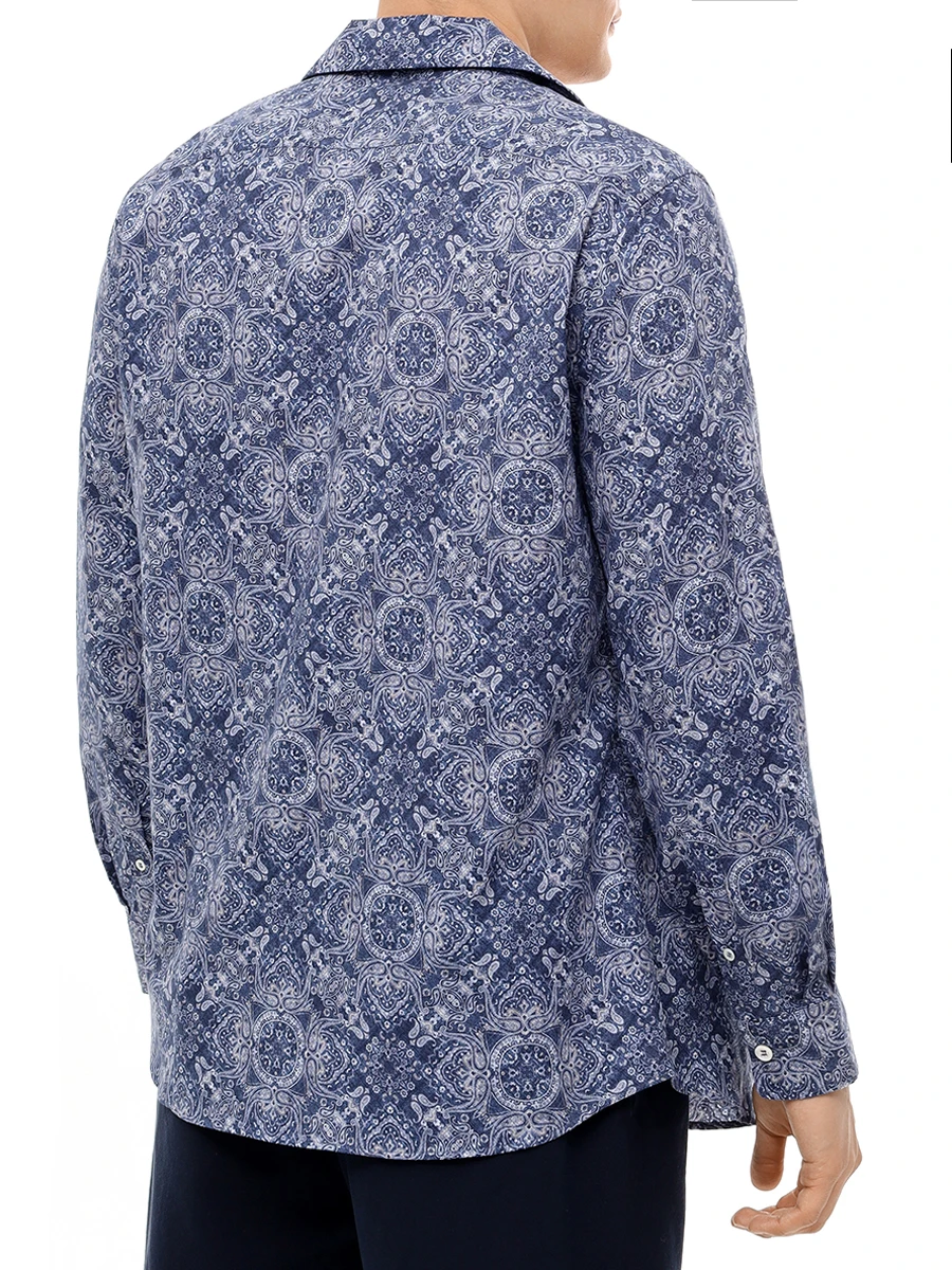 Рубашка Easy Fit хлопковая BRUNELLO CUCINELLI MM6910647 C007 Синий  Фото 3