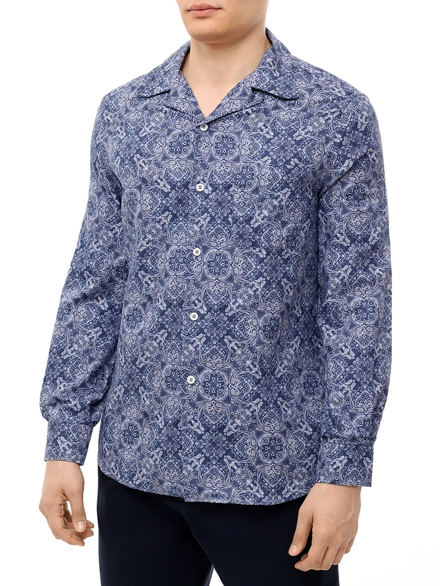 Рубашка Easy Fit хлопковая BRUNELLO CUCINELLI MM6910647 C007 Синий  Фото 4