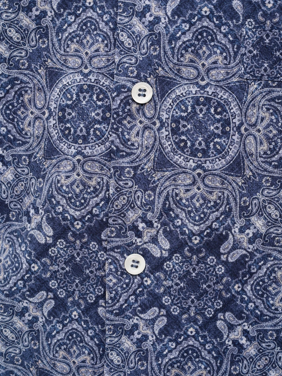 Рубашка Easy Fit хлопковая BRUNELLO CUCINELLI MM6910647 C007 Синий  Фото 5