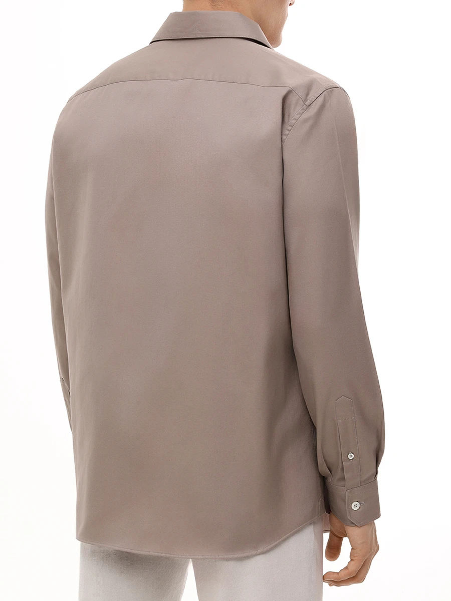Рубашка Easy Fit хлопковая BRUNELLO CUCINELLI MW6040658 C4427 Бежевый  Фото 3