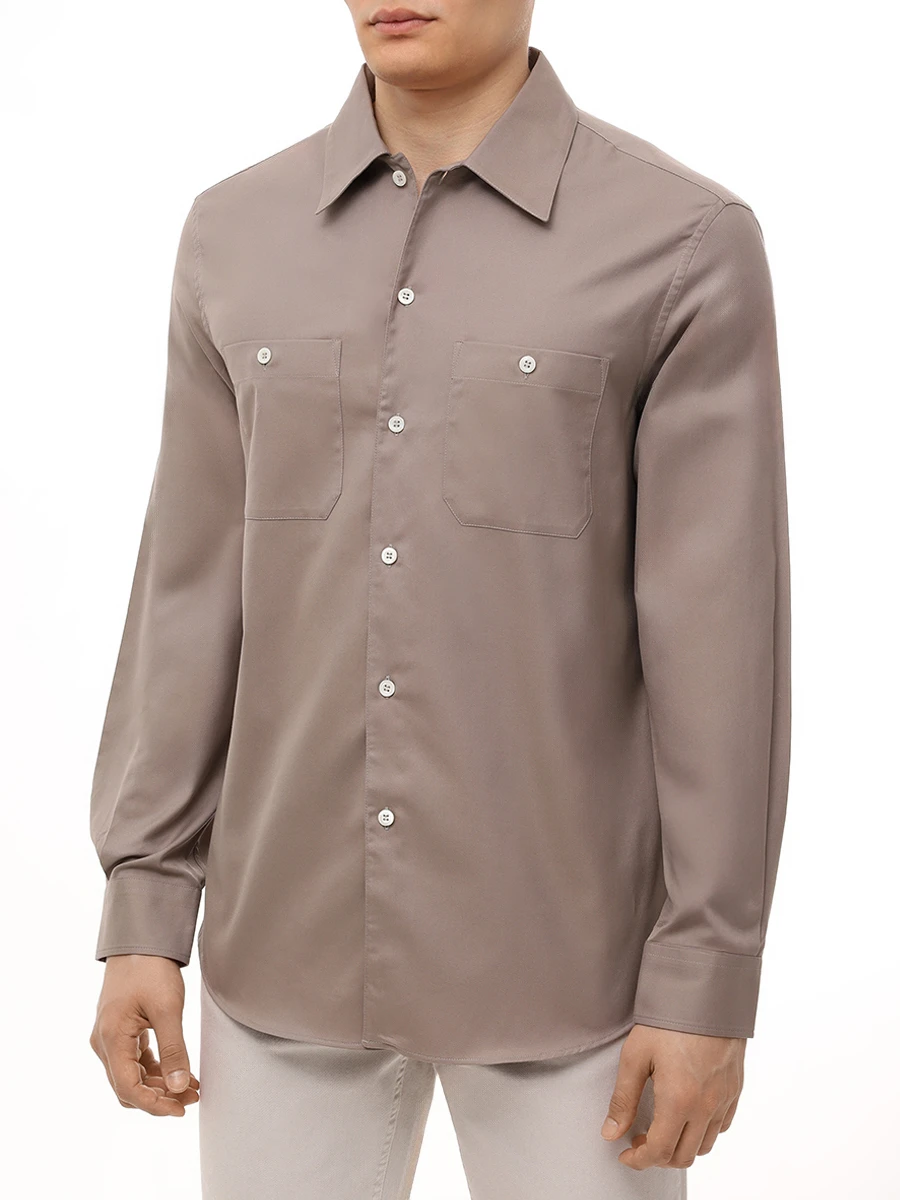 Рубашка Easy Fit хлопковая BRUNELLO CUCINELLI MW6040658 C4427 Бежевый  Фото 4