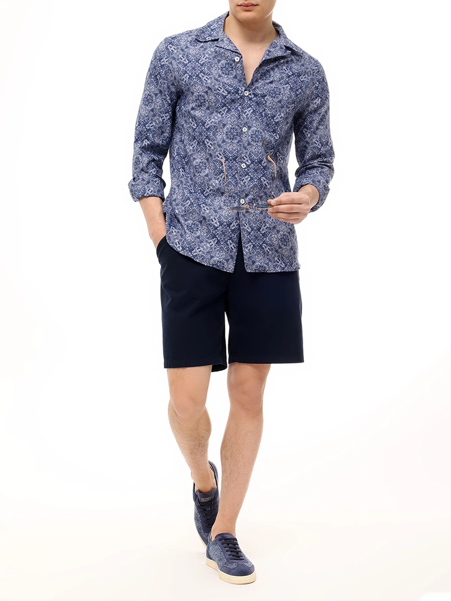 Шорты хлопковые BRUNELLO CUCINELLI M252DU0055 C2517 Синий  Фото 2