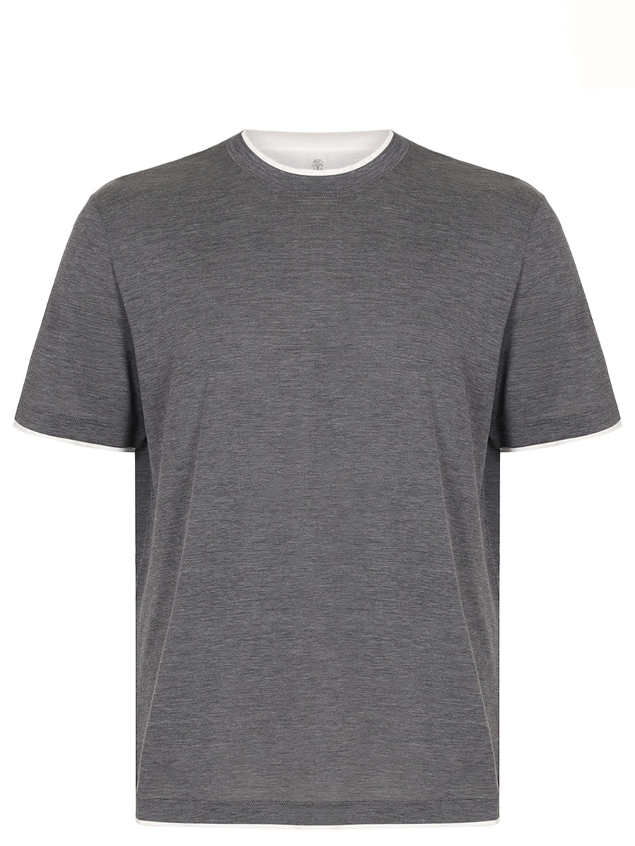 Футболка из шелка и хлопка BRUNELLO CUCINELLI MD8217427 CWD40 Серый 