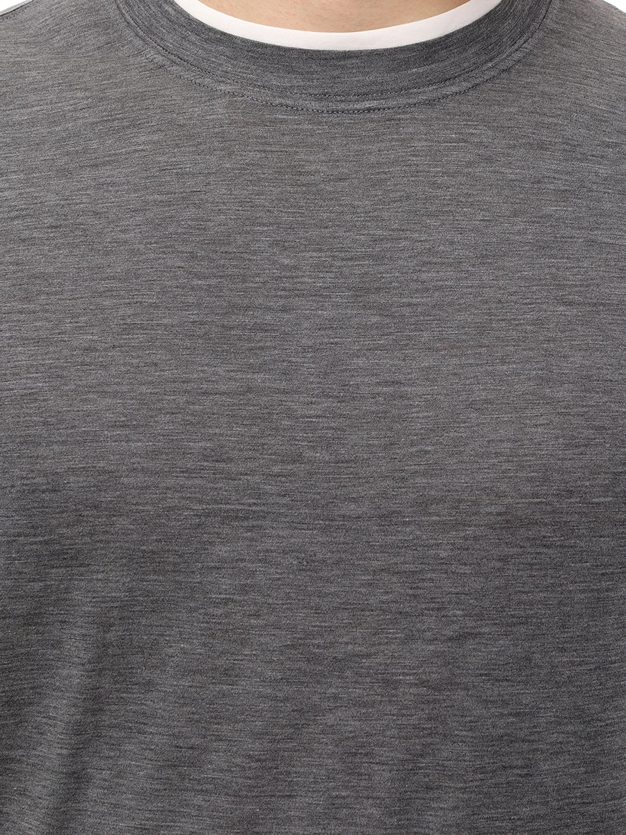 Футболка из шелка и хлопка BRUNELLO CUCINELLI MD8217427 CWD40 Серый  Фото 5