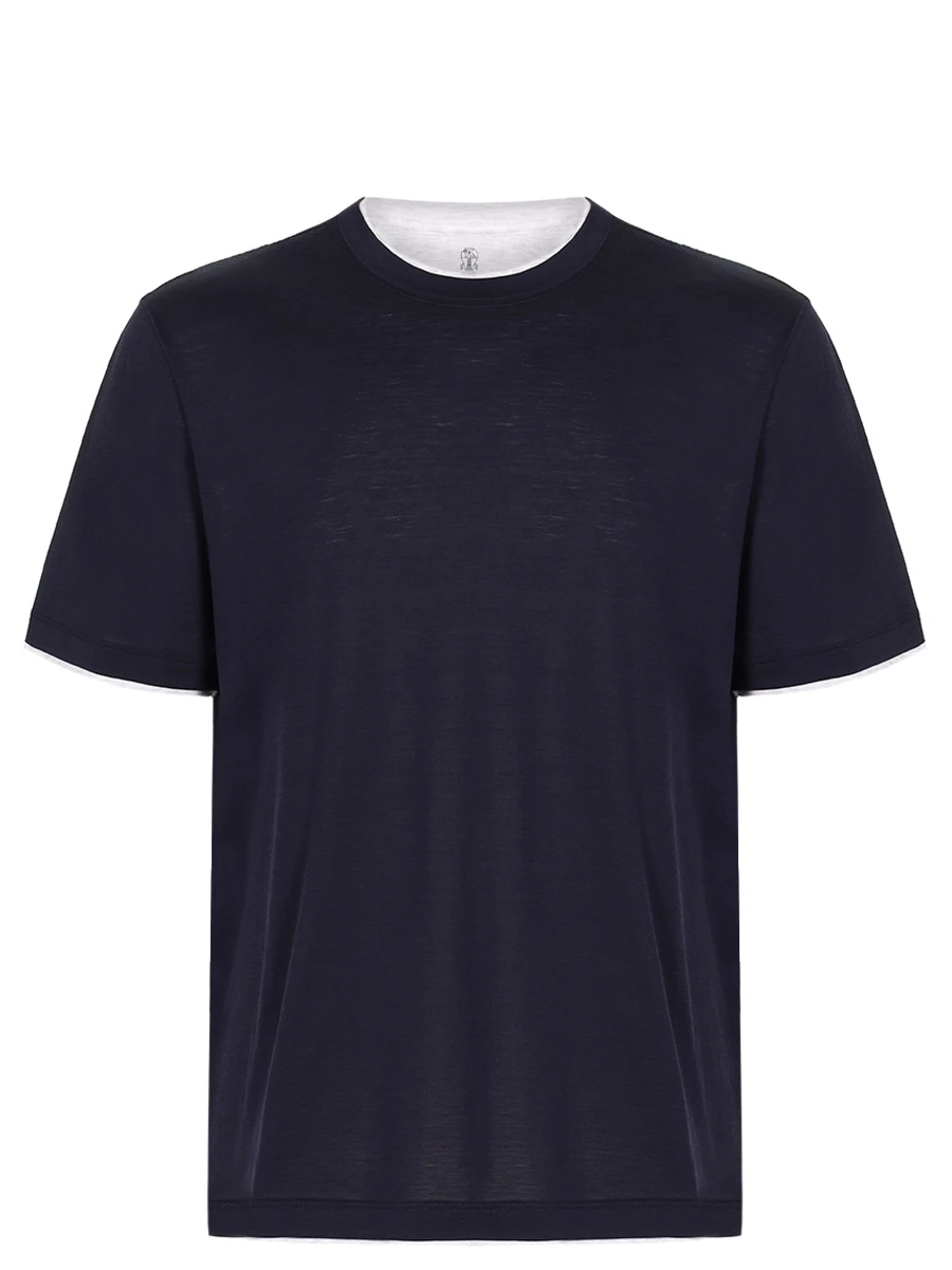 Футболка из шелка и хлопка BRUNELLO CUCINELLI MD8217427 CW770 Синий 