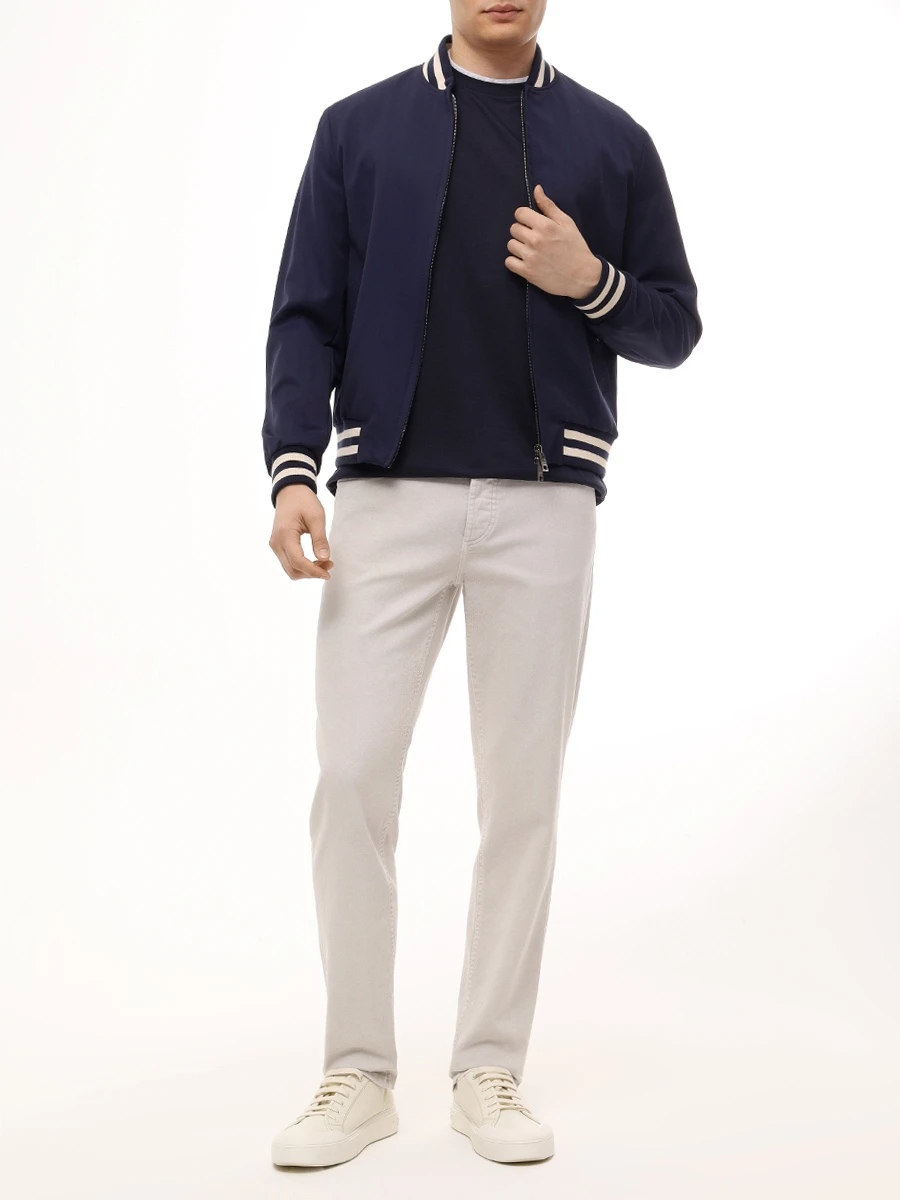 Футболка из шелка и хлопка BRUNELLO CUCINELLI MD8217427 CW770 Синий  Фото 2