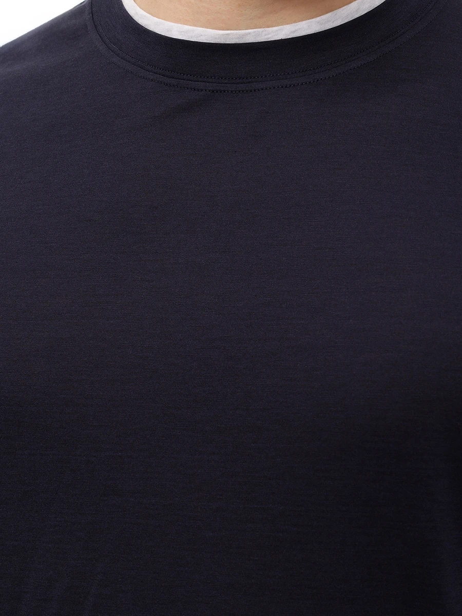 Футболка из шелка и хлопка BRUNELLO CUCINELLI MD8217427 CW770 Синий  Фото 5