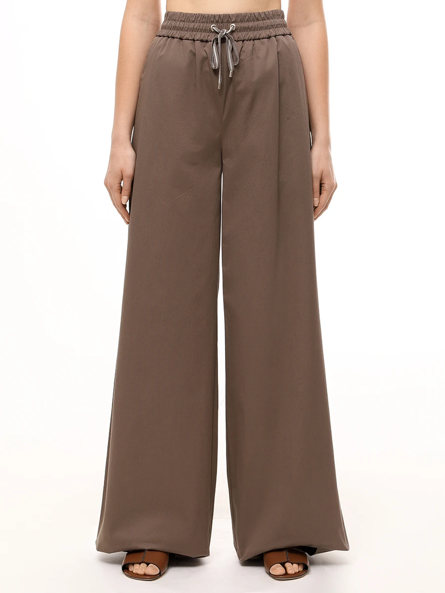 Брюки хлопковые LORENA ANTONIAZZI P2556PA65A/4818 697 Коричневый  Фото 4