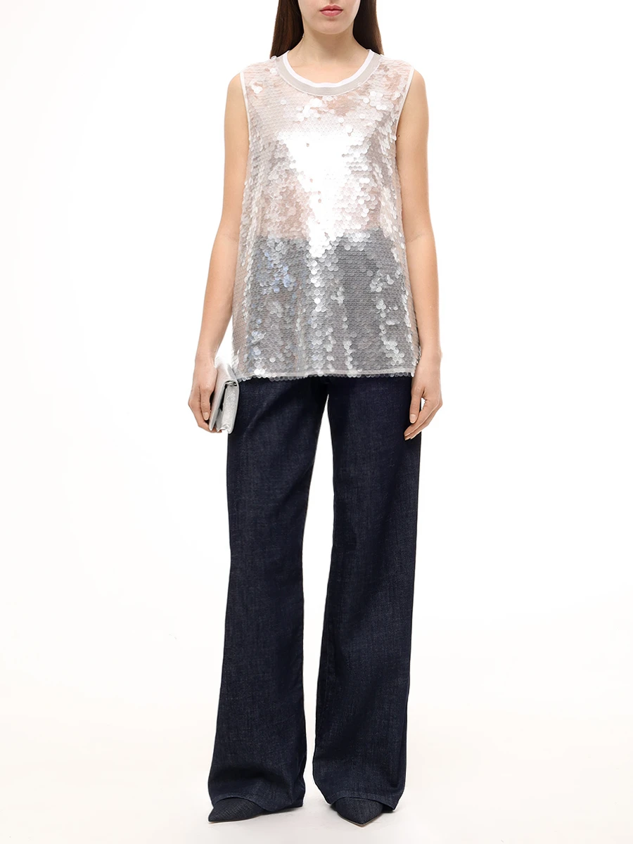 Топ с пайетками LORENA ANTONIAZZI P2579TS01F/4868 1160 Белый  Фото 2
