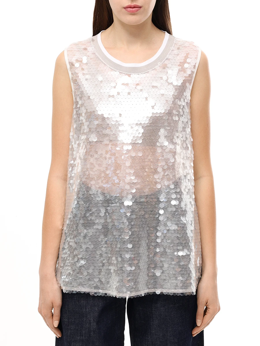 Топ с пайетками LORENA ANTONIAZZI P2579TS01F/4868 1160 Белый  Фото 4