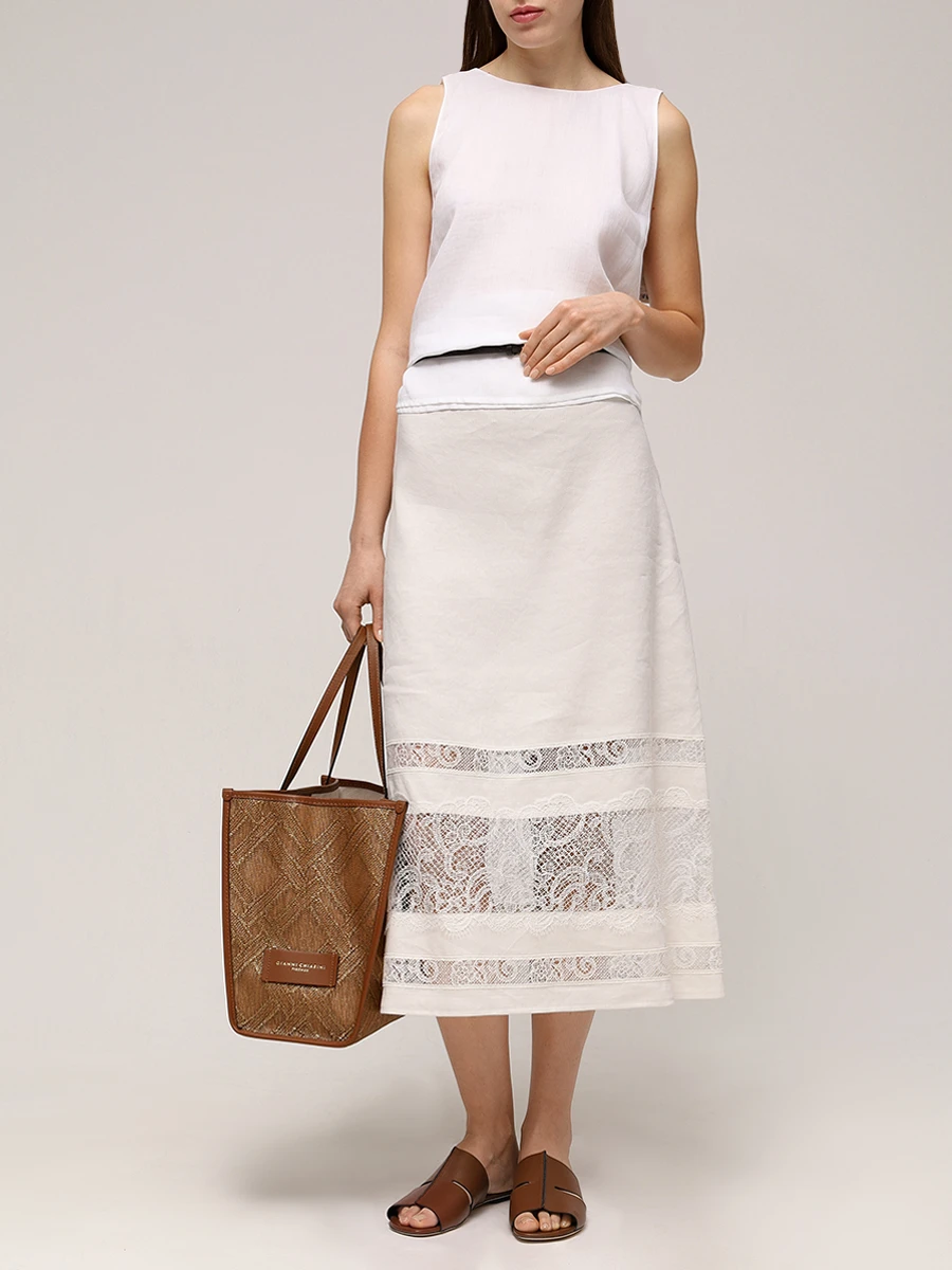 Юбка льняная LORENA ANTONIAZZI P2550GO15A/3347 103 Белый  Фото 2