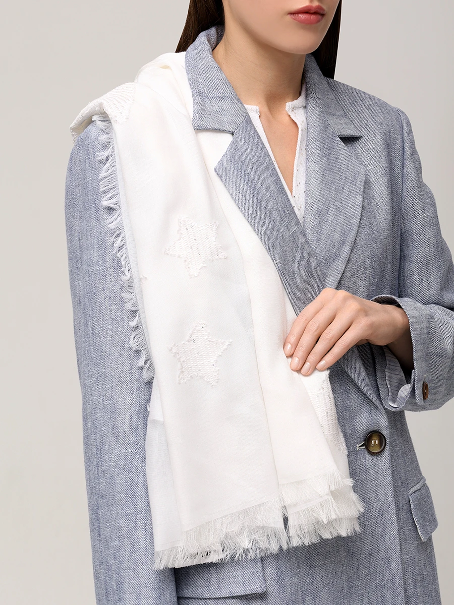 Платок из модала и хлопка LORENA ANTONIAZZI P25201SP01A/9999 100 Белый  Фото 2