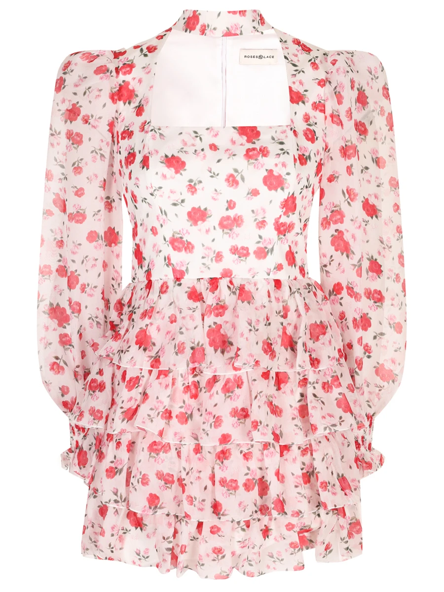 Платье шелковое ROSES AND LACE R25SS_D013CF23_P09M/03 Молочный Цветочный принт 