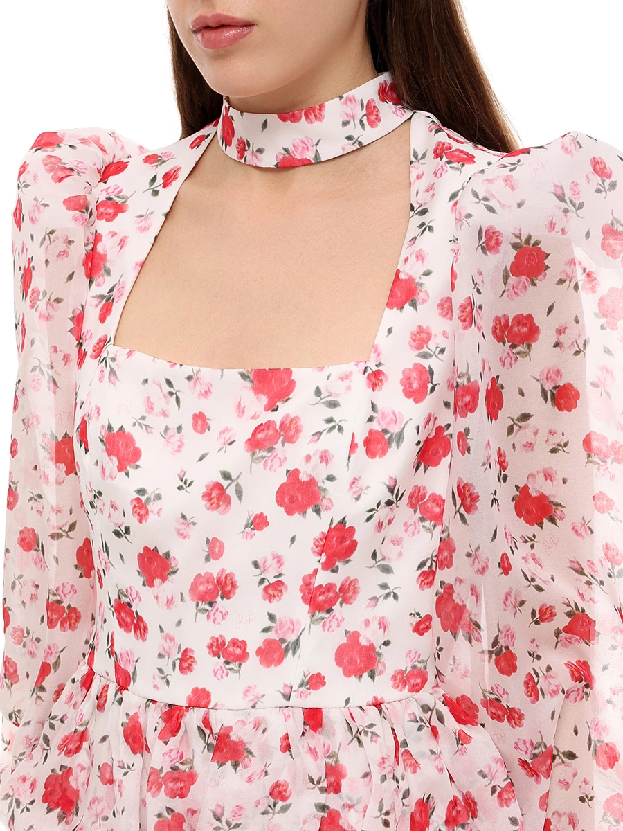 Платье шелковое ROSES AND LACE R25SS_D013CF23_P09M/03 Молочный Цветочный принт  Фото 5