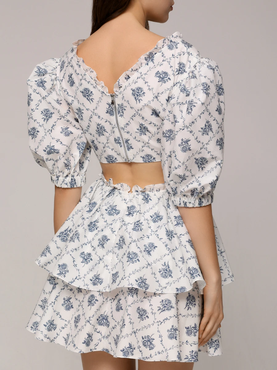 Платье хлопковое ROSES AND LACE R25SS_D023CT23_P29M/01 Молочный Цветочный принт  Фото 3