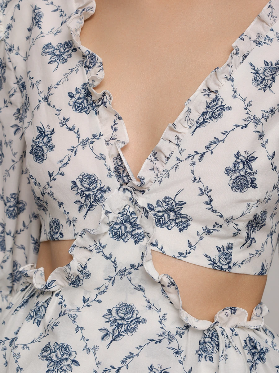 Платье хлопковое ROSES AND LACE R25SS_D023CT23_P29M/01 Молочный Цветочный принт  Фото 5