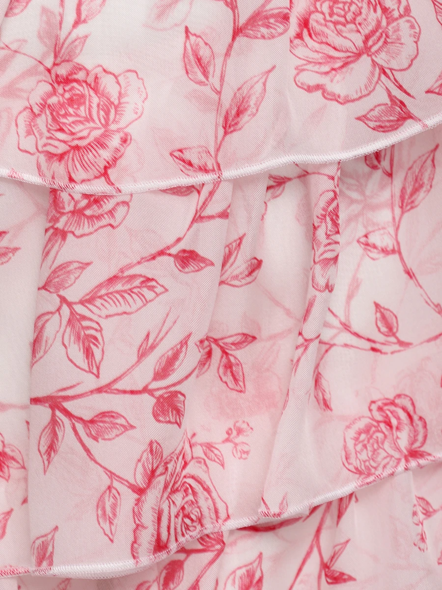 Платье шелковое ROSES AND LACE R25SS_D025CF23_P14M/01 Молочный Цветочный принт  Фото 6