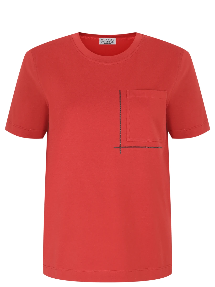 Футболка хлопковая BRUNELLO CUCINELLI M0T81HA800 C7901 Красный 