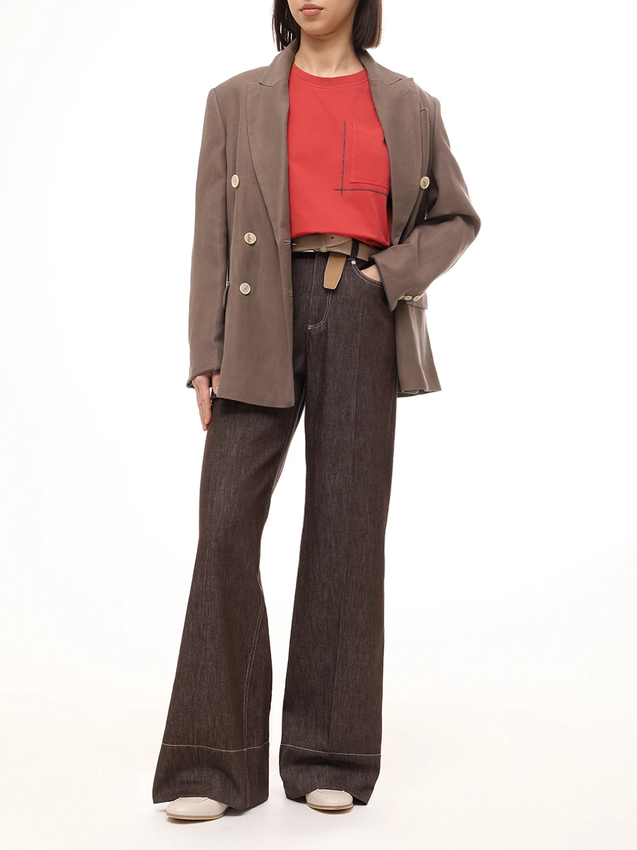 Футболка хлопковая BRUNELLO CUCINELLI M0T81HA800 C7901 Красный  Фото 2