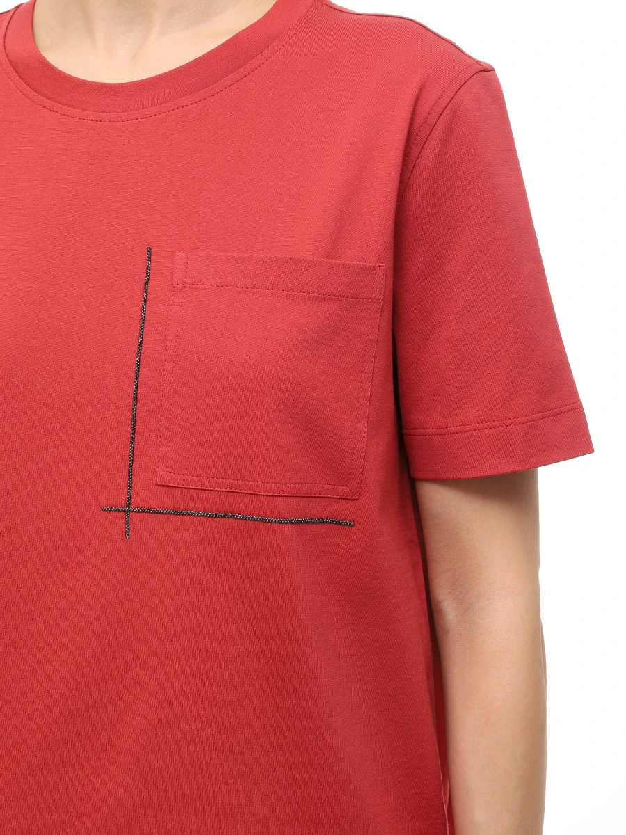 Футболка хлопковая BRUNELLO CUCINELLI M0T81HA800 C7901 Красный  Фото 5
