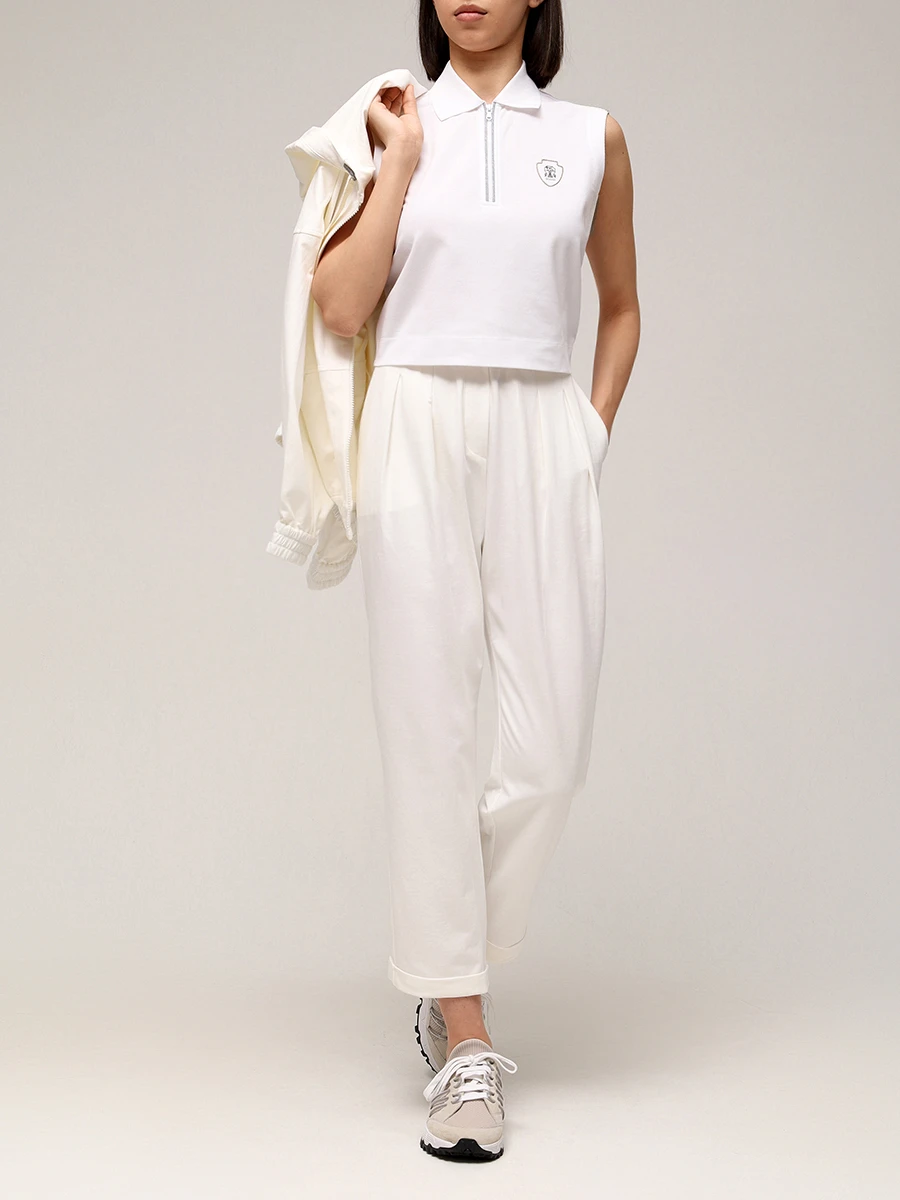 Топ хлопковый BRUNELLO CUCINELLI ML944VD115 C159 Белый  Фото 2