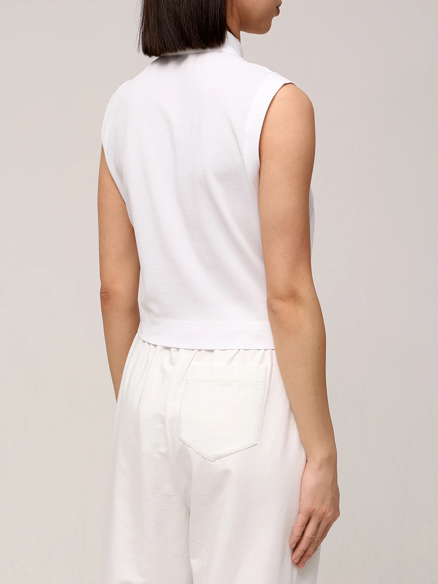 Топ хлопковый BRUNELLO CUCINELLI ML944VD115 C159 Белый  Фото 3
