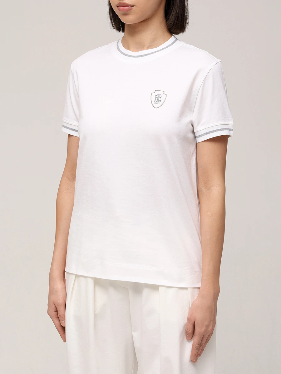 Футболка хлопковая BRUNELLO CUCINELLI M0T81VD110 C6159 Белый  Фото 3